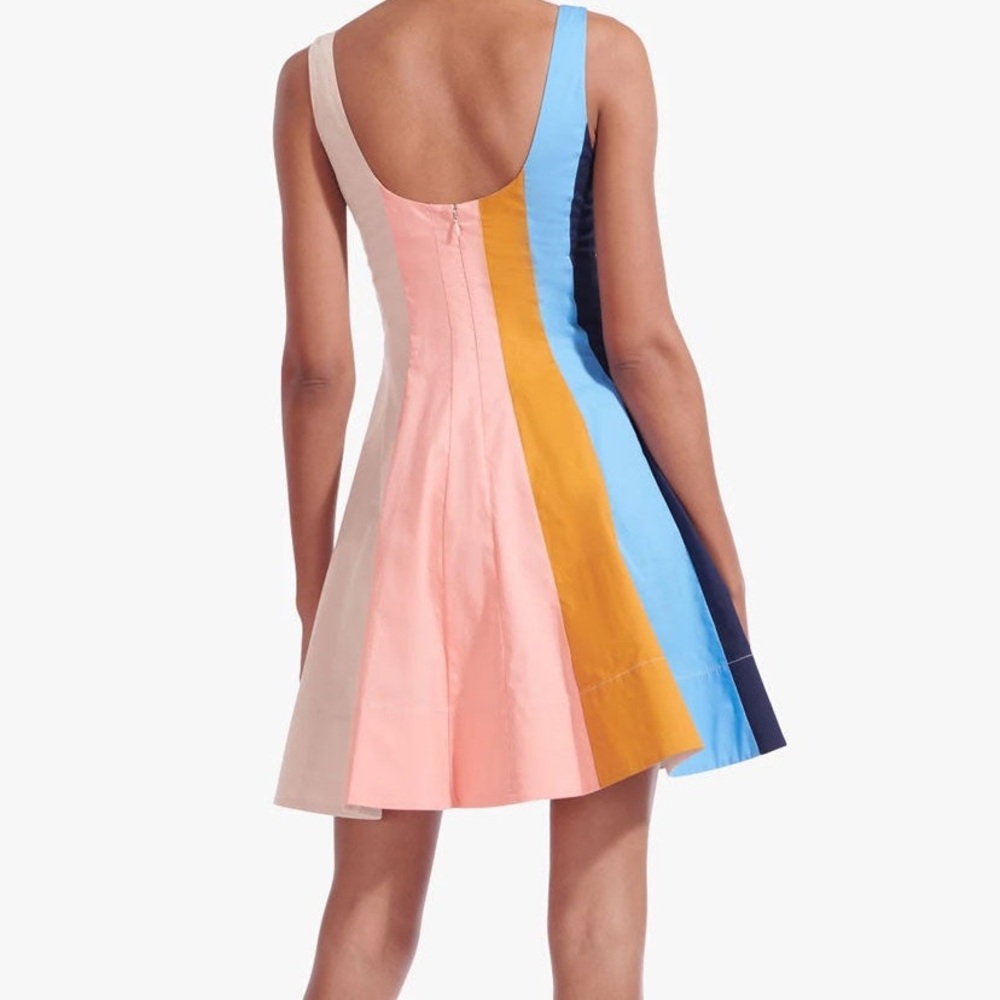 Staud Wells Poplin Mini Dress in Land and Sea Stripe - Picture 3 of 6